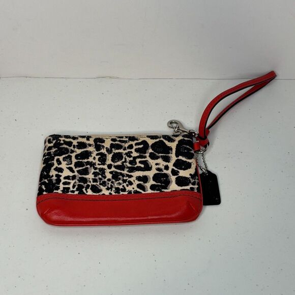 COACH LEGACY OCELOT PRINT NEUTRAL Red Monogram Wallet Designer - Picture 2 of 5